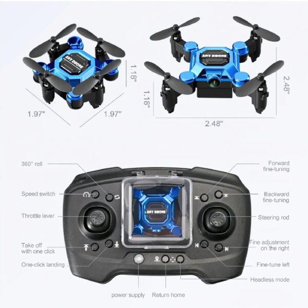 4K Foldable Mini Drone for Kids, Drone with Camera, Portable RC Quadcopter with Altitude Hold 3D Flips and Headless Mode Easy to Fly