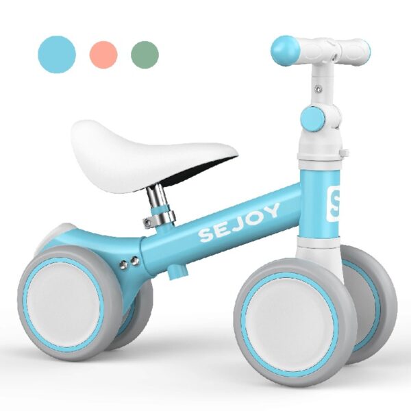 Baby Balance Bike, Toddler Baby Bicycle with 4 Wheels for 10-36 Months, Adjustable Handlebar Baby Outdoor Bike Riding Toy, First B-day Gift