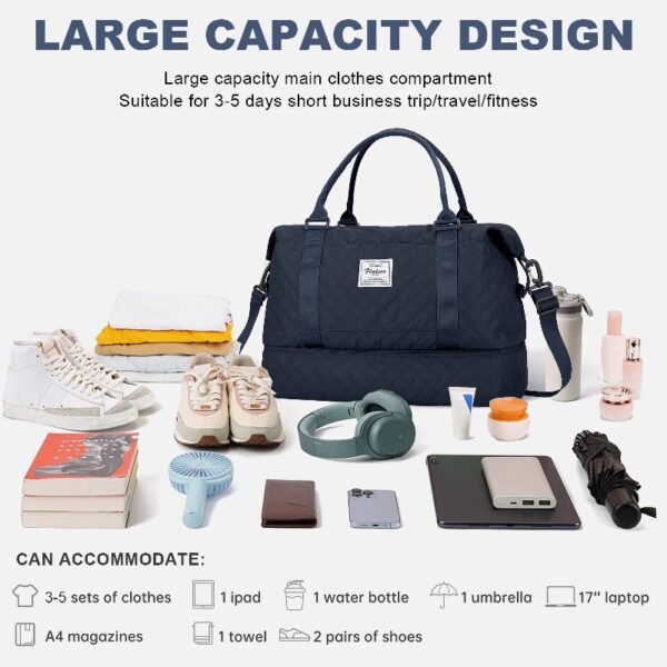 b7aa7f60a1864b7d9e31b32d0176a95f Weekender Bags for Women, Travel Duffel Bags with Shoe Compartment,Personal Item Travel Bag for Airlines, Carry on Overnight Tote Bag for women,Beige&Brown