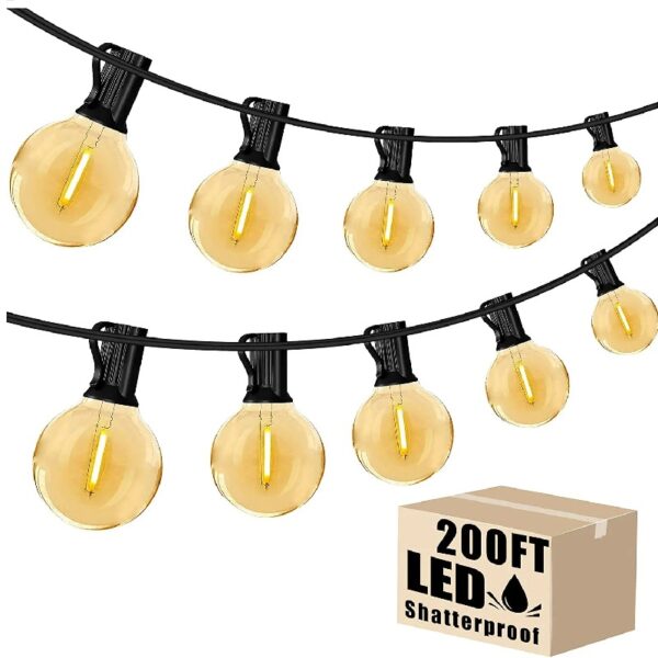 DAYBETTER Outdoor String Lights,100ft,with 50 G40 Edison Vintage Bulbs,Waterproof for Patio Garden Gazebo Bistro Cafe Backyard