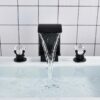 Widespread Bathroom Basin Faucet Crystal Handle Sink Mixer Tap Chrome Finish