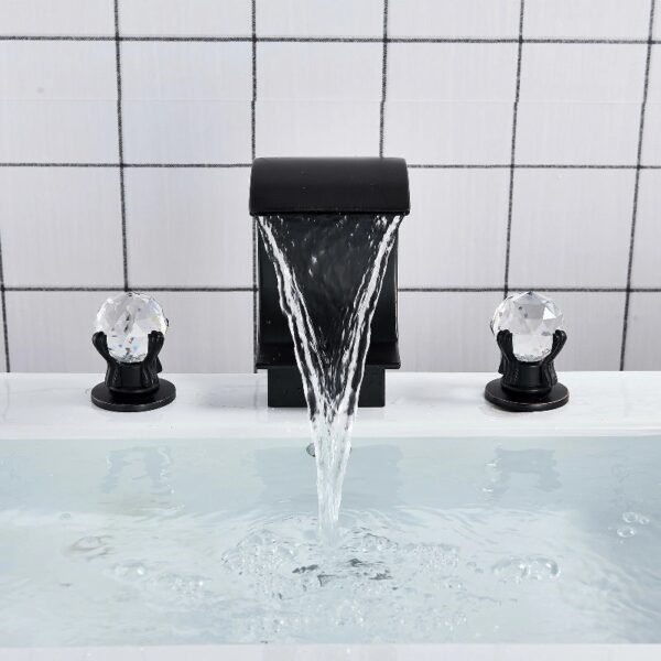 Widespread Bathroom Basin Faucet Crystal Handle Sink Mixer Tap Chrome Finish