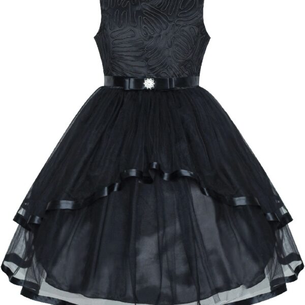 Flower Girls Dress Blue Belted Wedding Party Bridesmaid 12