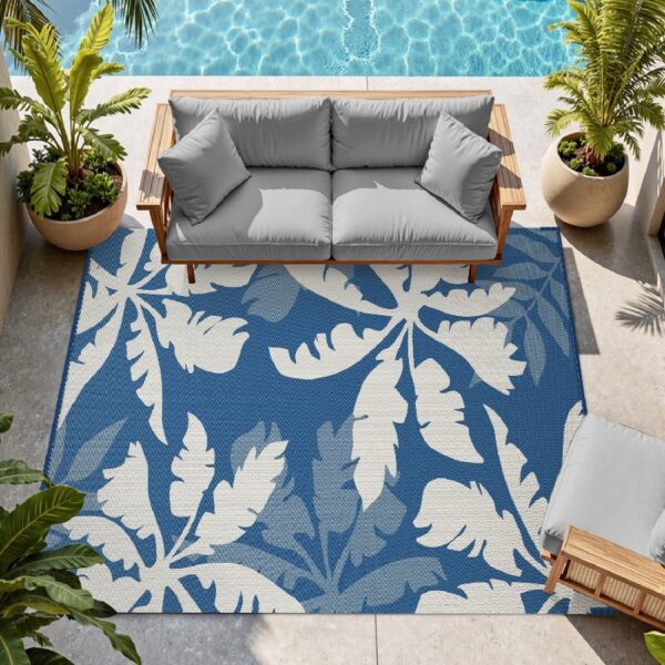 Outdoor Rug Carpet 5'x8' Waterproof Reversible Patio Rug Portable Indoor Outdoor Rug Plastic Straw Rug for Beach RV Camping Garden Picnic Deck Backyard Porch Decor Black