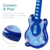 19in Kids Flash Guitar, Pretend Play Musical Instrument Toy for Toddlers w/ Mic, Stand - Navy