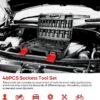 Mechanic Tool Kit, Drive Socket Set, 46 Pieces, with 72 Teeth Reversible Ratchet, Metric/SAE