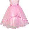 Flower Girls Dress Blue Belted Wedding Party Bridesmaid 12