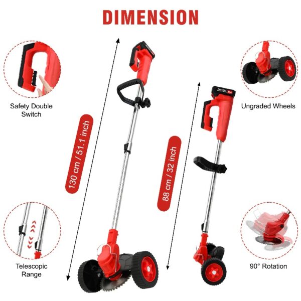 Cordless Weed Eaters, Battery Operated Weed Wacker, Weed Trimmer with 2 Batteries, Electric Grass Trimmer, Electric Edger for Lawns, 24V 650W Grass Cutting Machine, Green