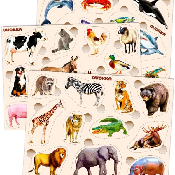 Toddlers Educational Toys Learning Games Jigsaw Puzzles, Wood, 3 Count
