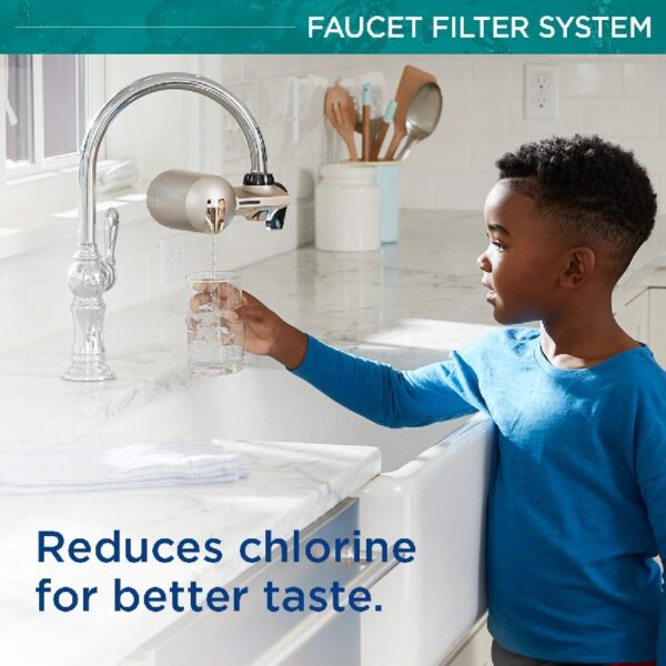 PLUS Faucet Mount Water Filtration System, Horizontal, Black/Chrome, PFM200B
