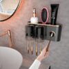 Toothbrush Holders Bathroom Accessories with Toothpaste Dispenser, 2 Cups Toothbrush Holder Wall Mounted Bathroom Decor