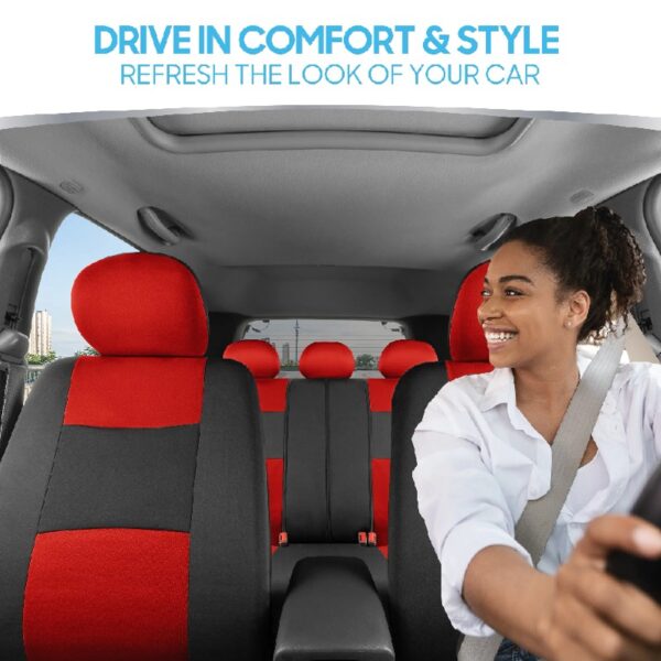 PolyPro Car Seat Covers Full Set in Charcoal on Black – Front and Rear Split Bench for Cars, Easy to Install Cover Set, Accessories Auto Trucks Van SUV