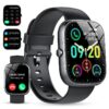 Smart Watch Fits for Android and iPhone, IP68 Waterproof Smartwatch for Women Men 100+ Sports Modes 1.91-inch Fitness Tracker, Smart Watch with Bluetooth Call(Answer/Make Calls), for Gift Black