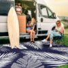 6'x9' Outdoor Rugs Patio Waterproof Outside Mat Reversible Plastic Camping Carpet,Black & Grey