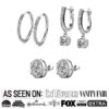 Cate & Chloe Pack of 3 - Bianca, Ariel & McKenzie 18k White Gold Plated Earrings with Swarovski Crystals for Women