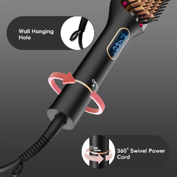 Hair Straightener Brush, Ionic Hair Straightening Brush with LED Display Screen, Plastic