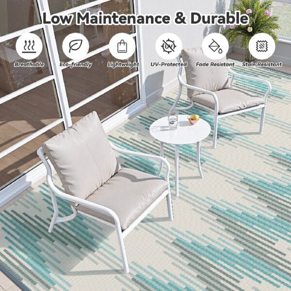 Outdoor Rug 6'x9' Waterproof Patio Rug Reversible Indoor Outdoor Rug Lightweight Plastic Straw Rug for RV Camping Deck Balcony Boho Porch Decor Dark Grey and White