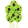 PMU Graduation Balloons 11 Inch PartyTex Premium Emerald Green with All-Over Print White Grad Caps-Confetti and Streamers Pkg/100