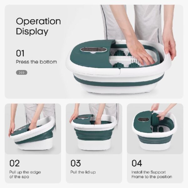 MaxKare Foot Spa Bath Massager with Heat, Collapsible with Remote Control, 6 Large Massage Rollers Digital Display-Green