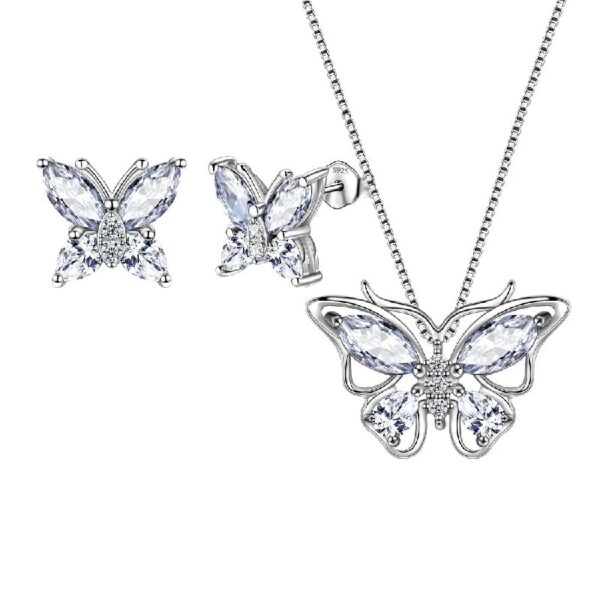 Purple Butterfly Jewelry Amethyst February Birthstone Jewelry Set Fine Necklace/Earrings 925 Sterling Silver Women Birthday Mother's Day Gifts