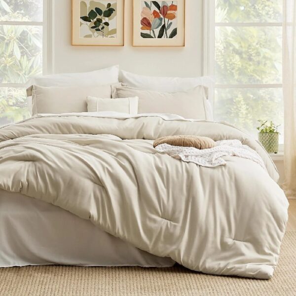 King Size Comforter Set Burnt Orange, 7 Pieces Lightweight King Bedding Sets Boho with Comforter, Sheets, Pillowcases & Shams