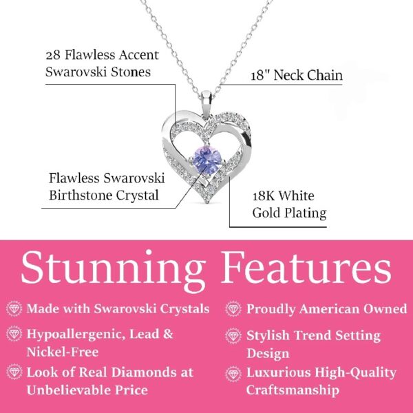 Forever March Birthstone 18k White Gold Plated Women's Necklace, Swarovski Crystals
