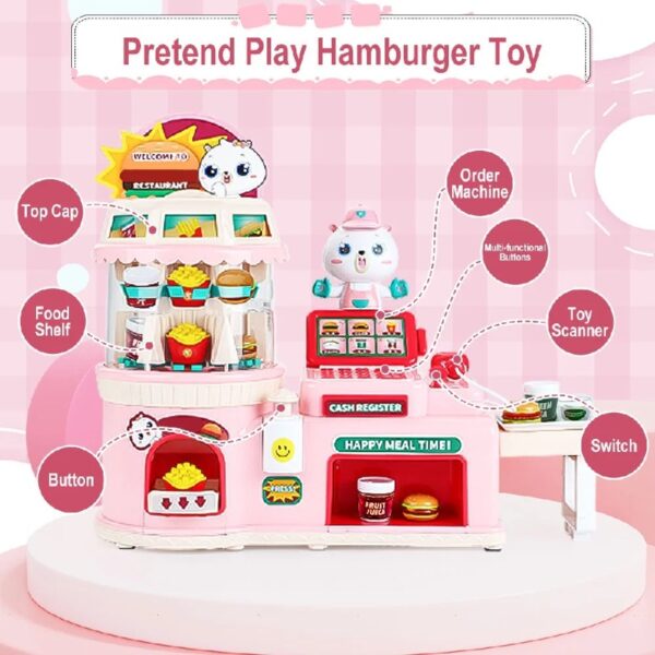 46PCS Upgraded Cash Register Playset for Kids, Cashier Register Toy, Kids Pretend Play Cash Register Toys with Scanner, Shopping Cart, Calculator, Play Food, Toys for Girls 3 6 Years-Green