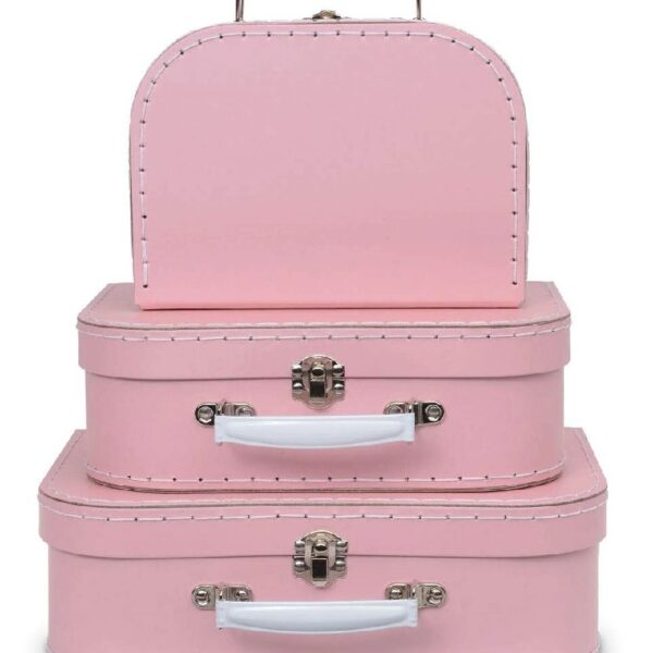 Jewelkeeper Paperboard Suitcases, Set of 3 Decorative Storage Boxes, Vintage Luggage for Birthdays, Weddings, World Map Design