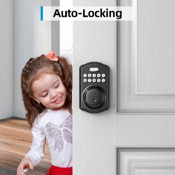 Keyless Entry Door Lock, Digital Keypad Deadbolt Smart Lock for Front Door, Matte Black