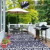 Outdoor Rugs Waterproof Plastic Straw Mat 6'x9' Reversible for RV Patio Deck Beach Black & Brown