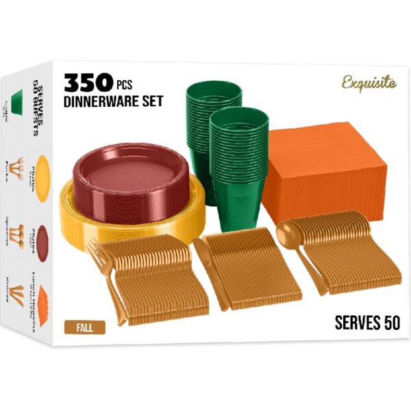 Exquisite 350 Piece Easter Plastic Disposable Party Plates & Dinnerware Combo Set