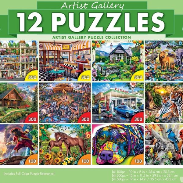 - Jigsaw Puzzle 12-Pack Bundle Set, Artist Gallery Collection Landscape and Animal Puzzles, Family Fun for Adults and Kids