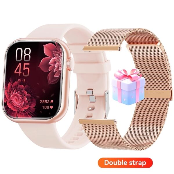 2025 New 1.85-inch Women's Smartwatch with Answer/Make Calls/120+Sports Modes/Two watch straps, IP68 Waterproof Fitness Tracker Fits for Android Iphone Devices（Gold Milan Steel Belt）