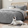 Light Purple Queen Comforter Set - 7 Pieces Reversible Queen Bed in a Bag, Queen Bed Set Light Purple and Grey with Comforters, Sheets, Pillowcases & Shams