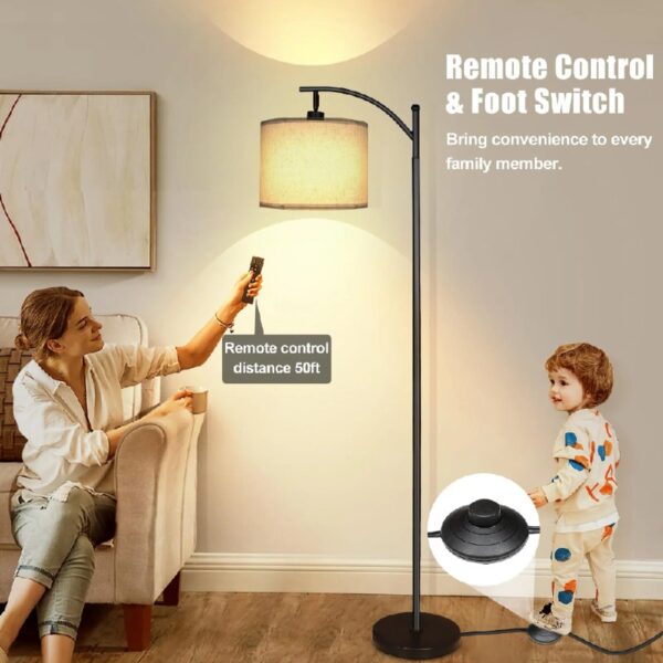 Floor Lamp, 62.2 in Tall, 1-Light, Modern, Beige Linen Shades