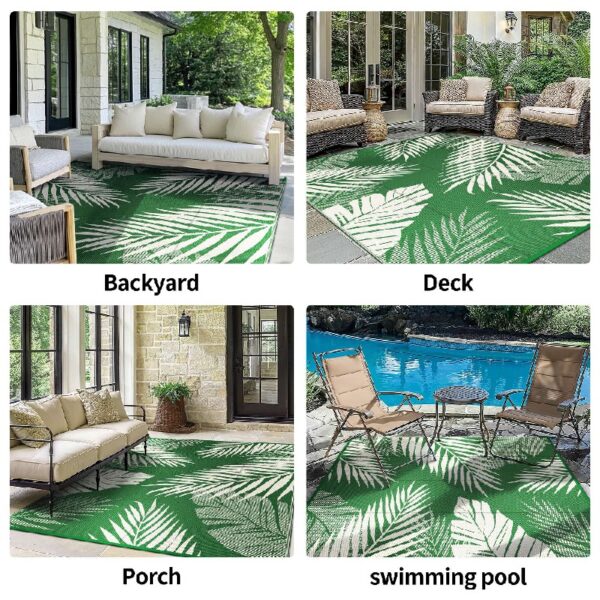 6'x9' Outdoor Rugs Patio Waterproof Outside Mat Reversible Plastic Camping Carpet,Black & Brown