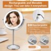 Funtouch Double-Sided Lighted Chrome Makeup Mirror, 10x Magnification, Adjustable Swivel Vanity Mirror