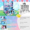 Play Dollhouse with Doll Toy Figures, 14 Rooms Furniture and Colorful Lights, Creative Doll House Gift for Girls Ages 3+, Assemble Required, Pink