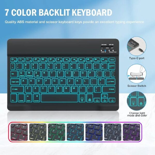 Keyboard Case for iPad 9th/8th/7th Gen 10.2 inch, iPad Air 3rd, Pro 10.5 - Colorful Backlite Keyboard, 360 Rotatable Detachable Magnetic Protective Cover, Pencil Holder, Auto Sleep/Wake