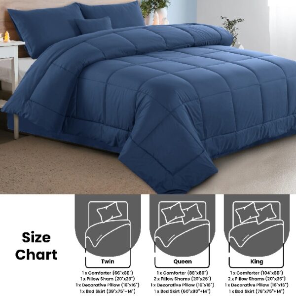 Lux Decor Collection 5 Piece Queen Down Alternative Comforter Set, Washable Duvet Bedding Set - Quatrefoil Navy