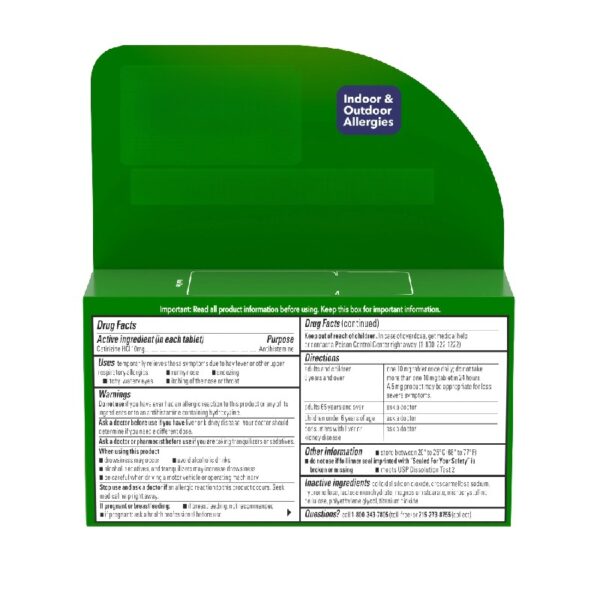 24 Hour Allergy Relief Tablets with 10 mg Cetirizine HCl, 60 Ct