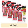 (4 pack)  E6000 Contact Adhesive Glue, Premium Industrial Strength, Clear, 205300, 3 fl. oz.