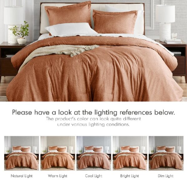 Full/Queen Comforter Sets, Reversible 3 Piece Extra Soft Bedding Set, Chambray Print Sage Green Comforter Bed Set with Pillow Shams