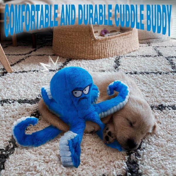 Dog Toys for Aggressive Chewers, Large Dog Toys to Keep Them Busy, Interactive Dog Toys, Squeaky Dog Toys, Tug of War Dog Toy, Crinkle Dog Toy (Blue Octopus)