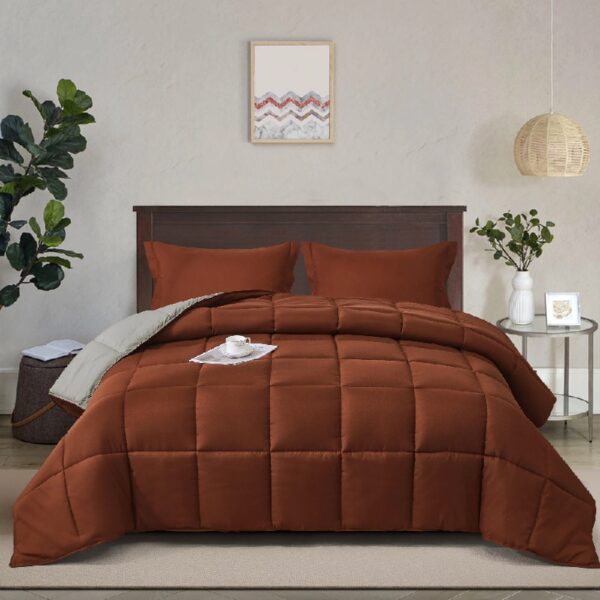 Light Weight Down Alternative Comforter Set, Queen, Green, Reversible
