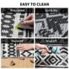 Outdoor Rug 6'x9' Waterproof Reversible Patio Rug Boho Geometric Indoor Outdoor Rugs Lightweight Plastic Straw Ourdoor Carpet for RV Camping Deck Balcony Modern Porch Decor Black and White