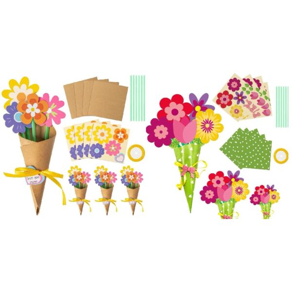 24 Pieces Flower Bouquet Craft Kit Mother'S Day Flower Bouquet Paper Craft Kit Colorful Diy Thankful Gift Craft for Teacher Appreciation Week Spring Handmade Project Classroom Activities