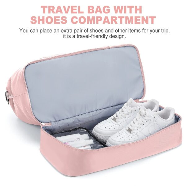 bd62b0c5dc184283853cb32d0176b62d Weekender Bags for Women, Travel Duffel Bags with Shoe Compartment,Personal Item Travel Bag for Airlines, Carry on Overnight Tote Bag for women,Beige&Brown