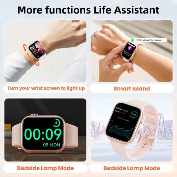 2025 New 1.85-inch Women's Smartwatch with Answer/Make Calls/120+Sports Modes/Two watch straps, IP68 Waterproof Fitness Tracker Fits for Android Iphone Devices（Gold Milan Steel Belt）