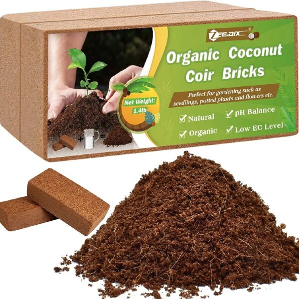 10lb of  100% Organic Coco Coir Bricks with Low EC and pH Balance High Expansion Coco Fiber for Herbs, Flowers,Plants Gardening Renewable Coconut Soil